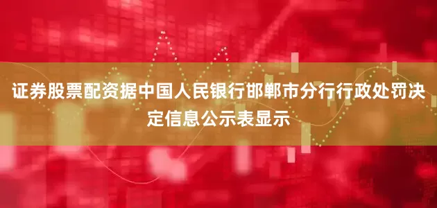 证券股票配资据中国人民银行邯郸市分行行政处罚决定信息公示表显示