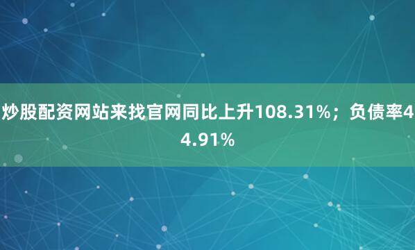 炒股配资网站来找官网同比上升108.31%;负债率44.91%
